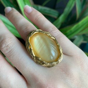 Feather + Cabochon Ring